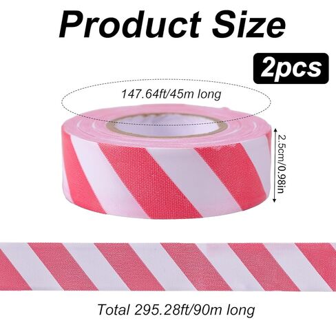 2 Roll Trail Marking Tapes, 295ft PVC Material Vibrant Color Striped Non Adhesive Flagging Tape Ribbon for Hiking Hunting Safety Boundaries Hazardous Areas Marking Tree Signs(Red & Yellow) in Saudi Arabia