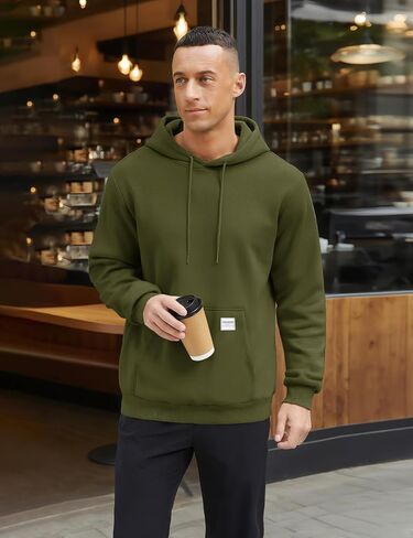 MAGCOMSEN Heavy Hoodies for Men Pullover Casual Fashion Sweatshirts Thermal Athletic Drawstring Hoody with Kanga Pocket in Saudi Arabia