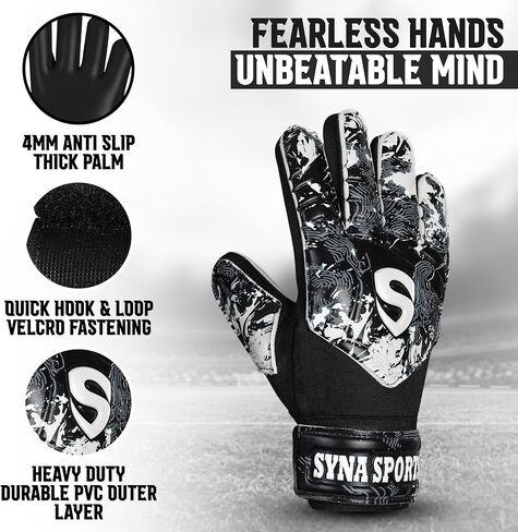 Soccer Goalkeeper Gloves for Kids Boys Youth, Soccer Goalie Gloves 4MM Anti-Slip Resistant Latex Palm Double Wrist Support, All Weather Football Gloves in Kuwait