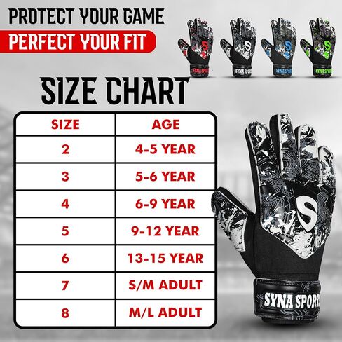 Soccer Goalkeeper Gloves for Kids Boys Youth, Soccer Goalie Gloves 4MM Anti-Slip Resistant Latex Palm Double Wrist Support, All Weather Football Gloves in Kuwait