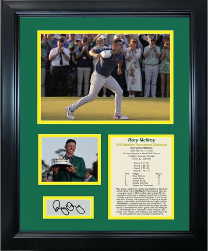 تأطير روري ماكلروي 2025 بطولة الماجستير بطل أوغستا الوطني PGA Tour Facsimile Laser Signature Auto 11 "X14" Golf Photo Sig Collage in Saudi Arabia