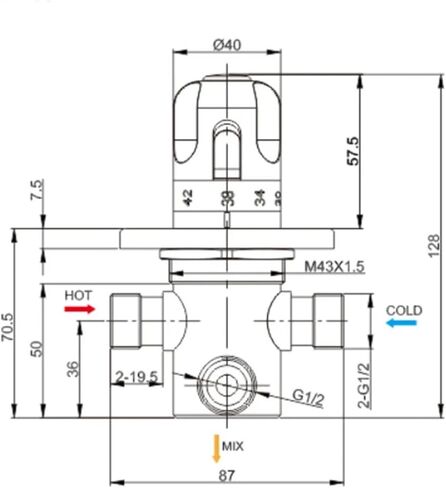 1PCS G 1/2"/DN15 brass automatic thermostatic water mixing valve hidden installation thermostatic valve solar water heater valve in Saudi Arabia