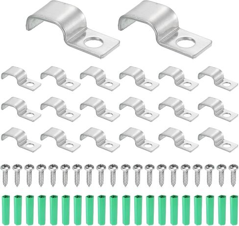 MECCANIXITY 20Pack Rigid Pipe Strap Fit for 6x12mm Strip/Cable, Stainless Steel U Shape Cable Strap Clamp with 1 Hole for Conduit, Wire, Cord, Pipe Fixing in Kuwait
