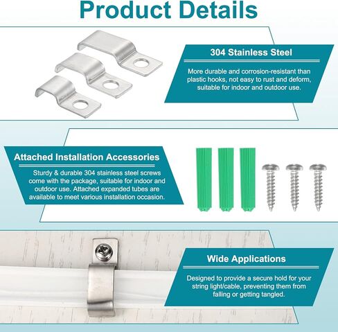 MECCANIXITY 20Pack Rigid Pipe Strap Fit for 6x12mm Strip/Cable, Stainless Steel U Shape Cable Strap Clamp with 1 Hole for Conduit, Wire, Cord, Pipe Fixing in Kuwait