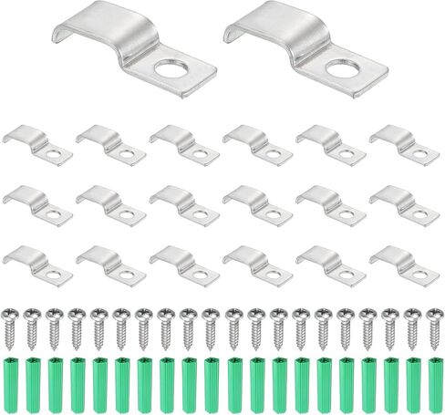 MECCANIXITY 20Pack Rigid Pipe Strap Fit for 6x12mm Strip/Cable, Stainless Steel U Shape Cable Strap Clamp with 1 Hole for Conduit, Wire, Cord, Pipe Fixing in Kuwait
