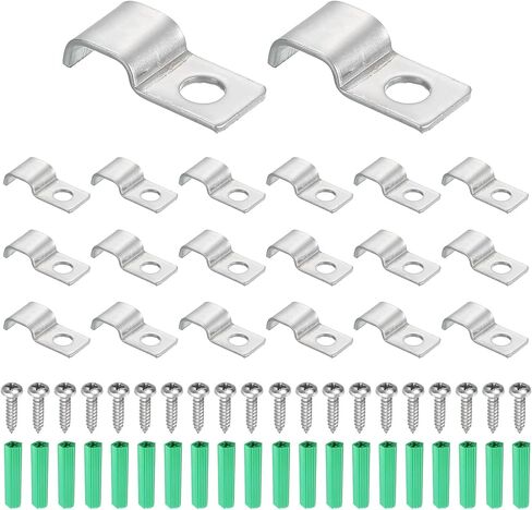 MECCANIXITY 20Pack Rigid Pipe Strap Fit for 6x12mm Strip/Cable, Stainless Steel U Shape Cable Strap Clamp with 1 Hole for Conduit, Wire, Cord, Pipe Fixing in Saudi Arabia