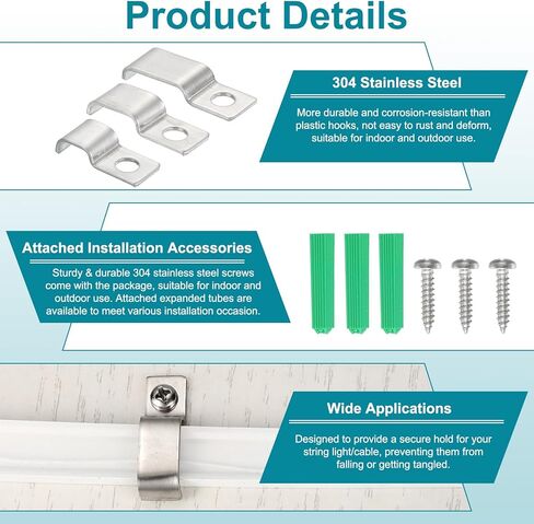 MECCANIXITY 20Pack Rigid Pipe Strap Fit for 6x12mm Strip/Cable, Stainless Steel U Shape Cable Strap Clamp with 1 Hole for Conduit, Wire, Cord, Pipe Fixing in Saudi Arabia