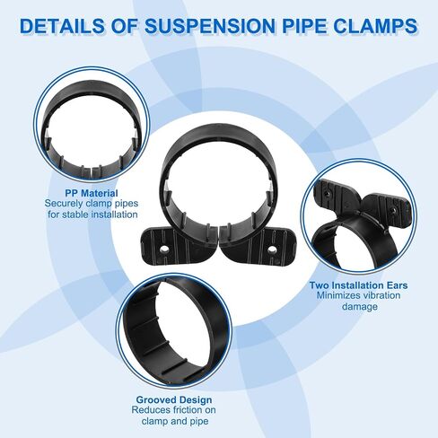 PATIKIL Suspension Pipe Clamps 2 Inch, 10 Pack Butterfly Style Tubing Supports for Pex Copper CPVC Pipe, Black in Saudi Arabia