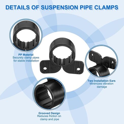 PATIKIL Suspension Pipe Clamps 2 Inch, 10 Pack Butterfly Style Tubing Supports for Pex Copper CPVC Pipe, Black in Saudi Arabia