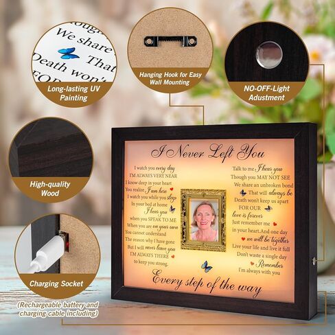 Sympathy Gift LED Rechargeable Memorial Shadow Box Picture Frame, Memorial Gifts for Loss of Mother Mom Dad Father, Bereavement Gifts Ideas in Memory of Loved One in Kuwait