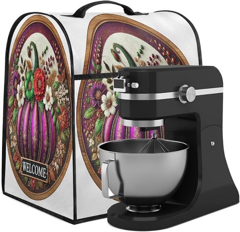 Autumn Fall Pumpkins Purple Kitchen Aid Mixer Cover Compatible with 6-8 Quarts Stand Mixer Dust Cover with Zipper Pocket Kitchen Aid Mixer Accessories Kitchen Appliance Organizer Bag in Saudi Arabia
