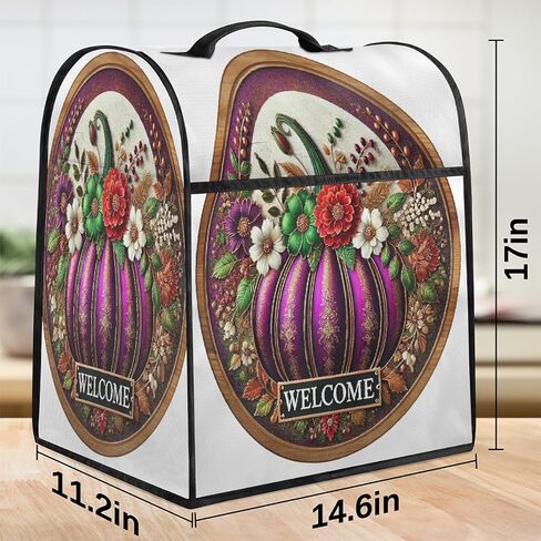 Autumn Fall Pumpkins Purple Kitchen Aid Mixer Cover Compatible with 6-8 Quarts Stand Mixer Dust Cover with Zipper Pocket Kitchen Aid Mixer Accessories Kitchen Appliance Organizer Bag in Saudi Arabia