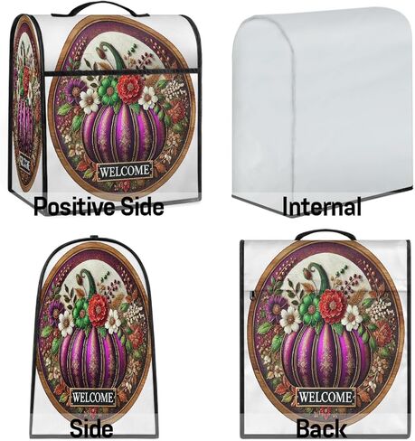 Autumn Fall Pumpkins Purple Kitchen Aid Mixer Cover Compatible with 6-8 Quarts Stand Mixer Dust Cover with Zipper Pocket Kitchen Aid Mixer Accessories Kitchen Appliance Organizer Bag in Saudi Arabia
