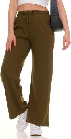 Wide Leg Sweatpants Women – High Waisted Comfy Fleece Baggy Womens Sweatpants, Casual Loose Women Lounge Pants in Kuwait