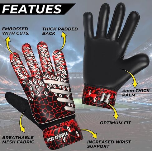 Soccer Goalkeeper Gloves for Kids Youth & Adult Funky Football Goalie Gloves with Double Wrist Protection 4MM Latex Palm Goalie Gloves in Kuwait