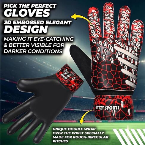 Soccer Goalkeeper Gloves for Kids Youth & Adult Funky Football Goalie Gloves with Double Wrist Protection 4MM Latex Palm Goalie Gloves in Kuwait