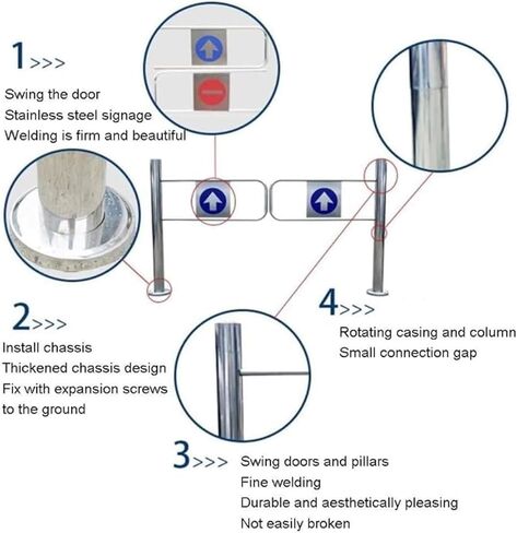 Double Action Supermarket Entrance Door - 100cm High, 90° Manual Swing Gate for Supermarket, Factory Aisle, Park Driveway - Durable One-Way Access, 110x100cm in Kuwait