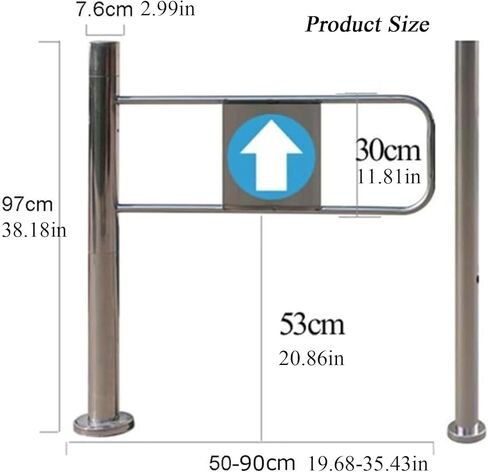 بوابة أمان Universal Metal Swing - باب أحادي الاتجاه التلقائي لمحلات السوبر ماركت والمكتبات والمصانع - إنهاء فضية متينة ، 100 × 97 سم ، مثالي للمداخل الآمنة in Kuwait