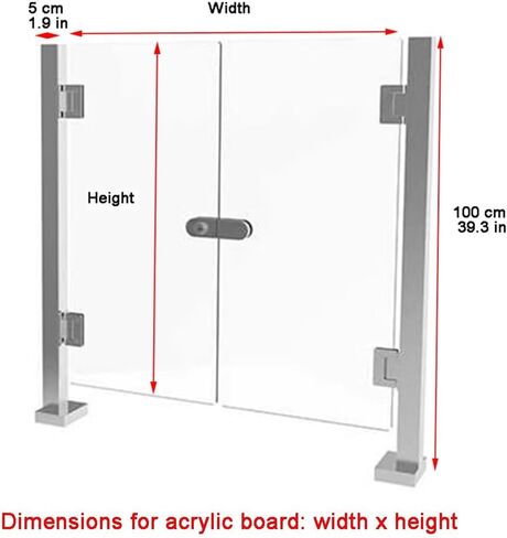 Commercial Safety Door - Supermarket Swing Gate - Acrylic Guardrail for Office & Library - Manual Barricade Fencing (27.6x39.4 in) - Universal Closure Solution for Enhanced Security in Kuwait