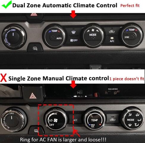 AC knob Cover Trims and AC Vent Inner Rings for Toyota Tacoma Accessories 2016-2023 Interior Air Conditioner Vent Ring Cover Trims Air Conditioner Knob Rings 8pcs-Set (Red) in Saudi Arabia