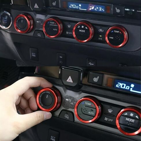 تغطية غطاء مقبض AC وحلقات تنفيس داخلية AC لإكسسوارات تويوتا تاكوما 2016-2023 تغطية مكيف الهواء الداخلي تغطية حلقة التهوية تغطية مكيف الهواء حلقات 8pcs (الأحمر) in Kuwait