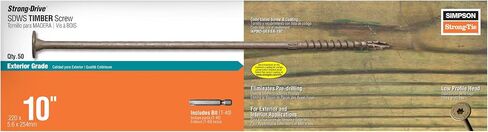 Simpson Strong-Tie SDWS221000DB-R50 مسامير الأخشاب SDWS قوية (الصف الخارجي) ، 0.220 بوصة × 10 بوصة ، مغلف مزدوج الحاجز ، رأس غسالة ، نقطة Sawtooth ، تان (حزمة 50) in Saudi Arabia