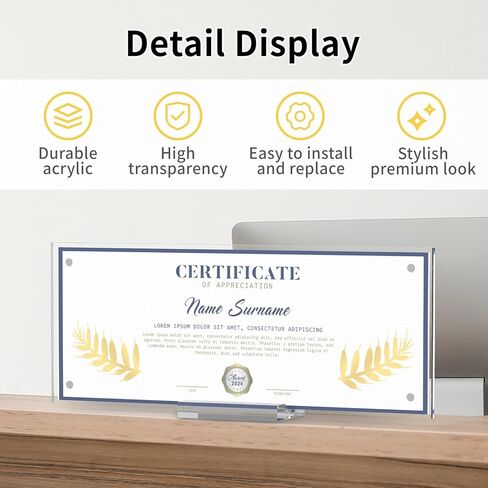 إطار ترخيص العمل ، عرض أكريليك شهادة واضحة حامل سميكة الدقة الذاتية لترخيص العمل 4x10 بوصة in Kuwait