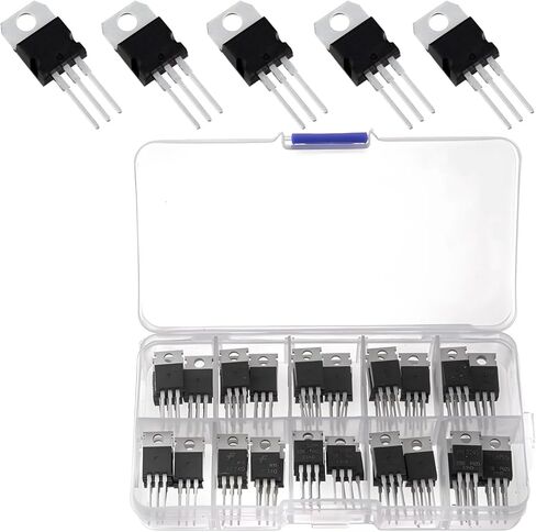 50 عبوة TO-220 L78 و LM317T Transistor Kit ، أنواع متنوعة ، مربع مضغوط ، بناء سيليكون متميز للإلكترونيات in Kuwait