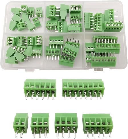 45pcs 2.54mm 0.1 "Pitch Mini Mini Mount Mount Terminal Block Concector 2P 3P 4P 5P 6P 8P 8P 150V 6A متوافق 26-18AWG لمشاريع Arduino و Home Electronics in Kuwait