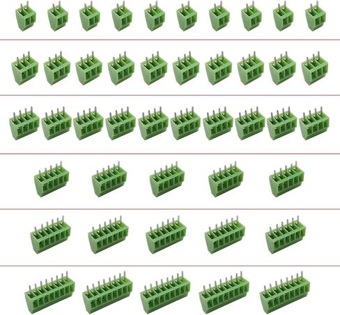 45pcs 2.54mm 0.1 "Pitch Mini Mini Mount Mount Terminal Block Concector 2P 3P 4P 5P 6P 8P 8P 150V 6A متوافق 26-18AWG لمشاريع Arduino و Home Electronics in Kuwait