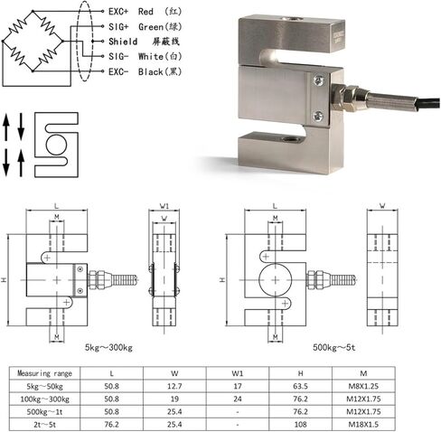 نوع S Cell Sensor HX711 TENSENT وضغط اختبار 5 كيلوغرام 10KG 20kg 30kg 50kg 100kg 200kg 300kg 500kg 1000kg (1000kg) in Saudi Arabia