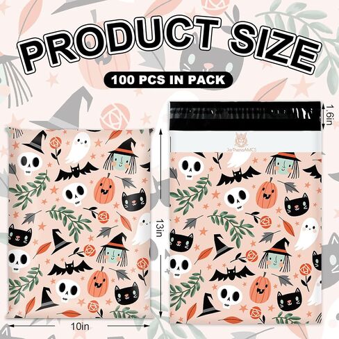 100pcs هالوين بولي بريديون 10 × 13 بوصة شبح شبح اليقطين أكياس تغليف الختم ذاتي الأكياس البريدية الأكياس للملابس الصغيرة الهدية in Kuwait