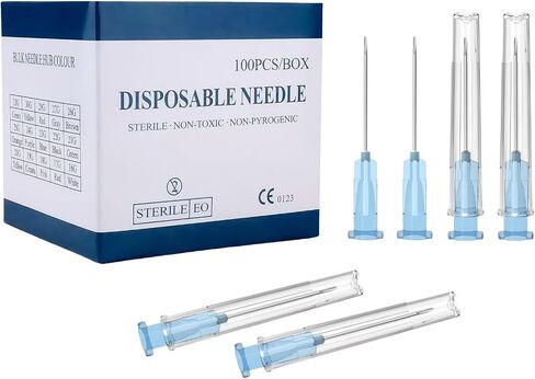 18 Gauge 1-Inch(25mm) Needle Luer Lock Lab Accessories, with Cap, Individually Wrapped, for Scientific & Industrial, Packs of 100 in Saudi Arabia
