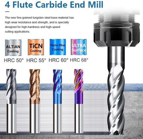 HRC55 MLING CUTTER 4 VILUTE ROUTER BIT 1-12MM Carbide Mill Tialn CNC CNC Milling Tools End Mills (TICN Coated ، 1xD4x3x50l) in Saudi Arabia