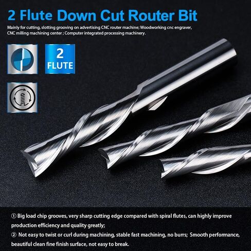 3.175/4/6/8/10/12mm Shank End Mill Down Cut Milling Cutter for Woodworking 2 Flute Carbide Endmill CNC Spiral Router Bits(None Coated,6x6x32) in Saudi Arabia