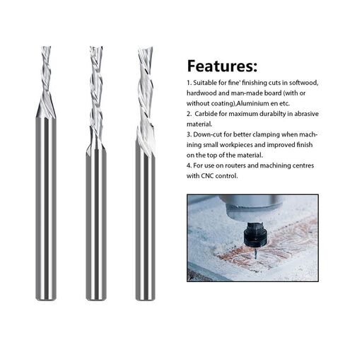 3.175/4/6/8/10/12mm Shank End Mill Down Cut Milling Cutter for Woodworking 2 Flute Carbide Endmill CNC Spiral Router Bits(None Coated,6x6x32) in Saudi Arabia