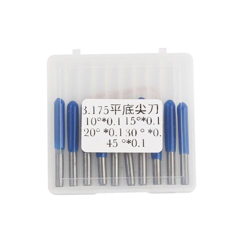 10Pcs 3.175mm Shank V Shape Flat Bottom Carbide PCB Engraving Bits CNC Router Bit 10/15/20/30/45 Degree Milling Cutter Tools in Kuwait