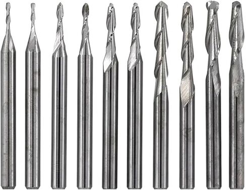 10pcs 1/8 '' (3.175mm) shank ball الأنف نهاية مطحنة القاطع مجموعة كربيد دوامة جهاز التوجيه CNC بت أخطاء in Saudi Arabia