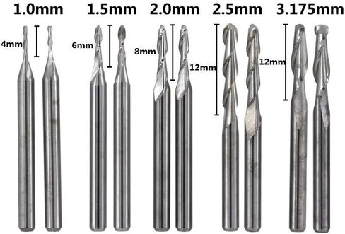 10pcs 1/8 '' (3.175mm) shank ball الأنف نهاية مطحنة القاطع مجموعة كربيد دوامة جهاز التوجيه CNC بت أخطاء in Saudi Arabia