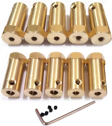 10pcs hexagonal brass shaft anbler 3mm 4mm 5mm 6mm 7mm 8mm 8mm motor smid ancling cnc motor transmission adapter (3 mm bore) in Kuwait