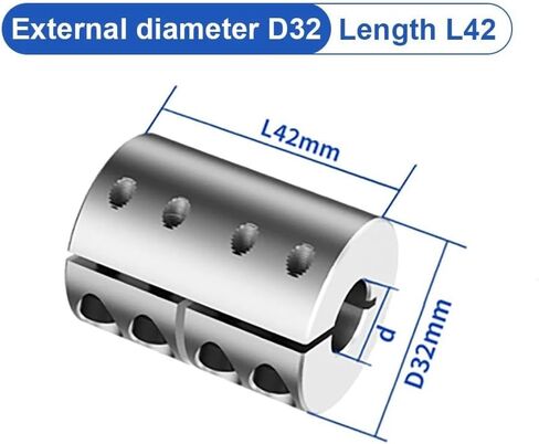 1pc D32 L42 Shaft Coupling Rigid Torque Motor Connector Coupler CNC Aluminium Universal Joint Cardan(12X12mm) in Saudi Arabia