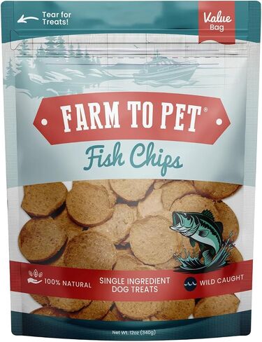 Farm To Pet - Dog Training Treats - Fish Chips, Single Ingredient, Lean, All Natural, Healthy Treats for Small, Medium, Large Dog Breeds, & Puppies, Made in USA in Saudi Arabia