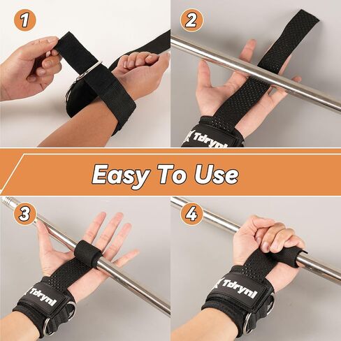 Non-Slip Lifting Straps with D Rings - Weightlifting Wrist Straps for Gym - Thick Padding & Reinforced Stitching - Gift for Men & Women - Lifting Straps Gym & Workout in Saudi Arabia