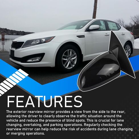 مرآة الباب الجانبية اليمنى المتوافقة مع 2011 2012 2012 2013 KIA Optima SX/LX/EX (5 دبابيس) يدوي أسود قابل للطي غير تسخين الزجاج استبدال KI1321152 87620-2T110 876202T110 in Saudi Arabia