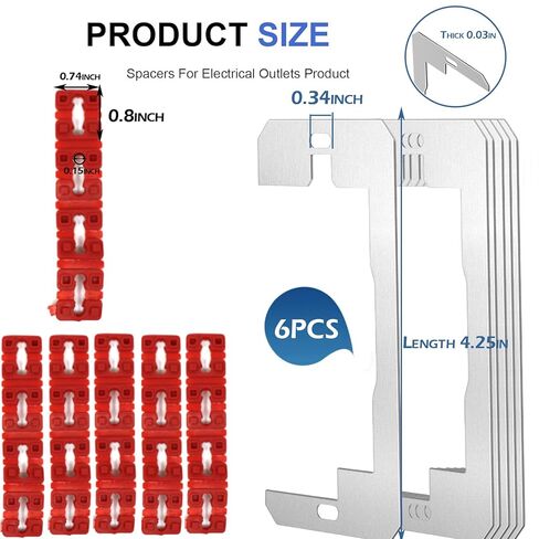 6 Pack Wall Plate Spacer+24 PCS Switch and Receptacle Spacers for Loose Outlet Plug Fix,Spacers for Loose Outlet Plug Fix，Outlet Spacers Extender Shims for Outlets/Switch/Electrical Box in Kuwait