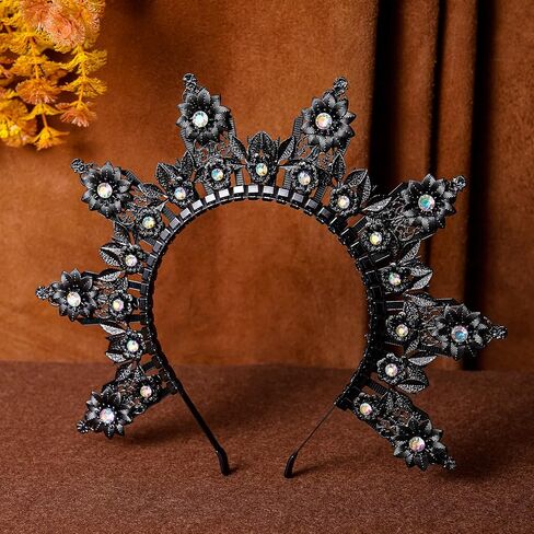 Sun Goddess Halo Crown - عصابة رأس القمر مع أحجار الراين ، ربطة عنق الرمز البريدي Renfaire من أجل النساء عصر الهالوين in Kuwait