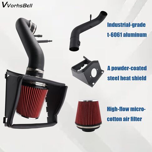 Cold Air Intake Kit Compatible with 2011-2014 Ford F150 5.0L V8 Aluminum High-Performance Air Filter System with Heat Shield, Reusable Washable Filter, Horsepower & Torque Boost in Kuwait
