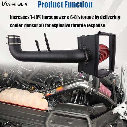 Cold Air Intake Kit Compatible with 2011-2014 Ford F150 5.0L V8 Aluminum High-Performance Air Filter System with Heat Shield, Reusable Washable Filter, Horsepower & Torque Boost in Kuwait