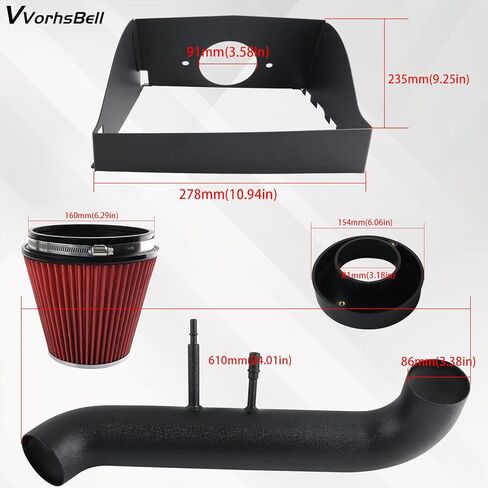 Cold Air Intake Kit Compatible with 2011-2014 Ford F150 5.0L V8 Aluminum High-Performance Air Filter System with Heat Shield, Reusable Washable Filter, Horsepower & Torque Boost in Kuwait