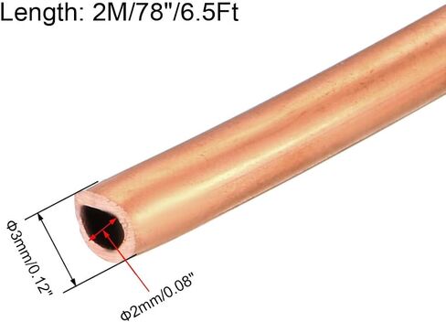 #US 6.5ft Flexible HVAC Copper Tubing Refrigeration Tubing 3mm OD 2mm ID in Saudi Arabia